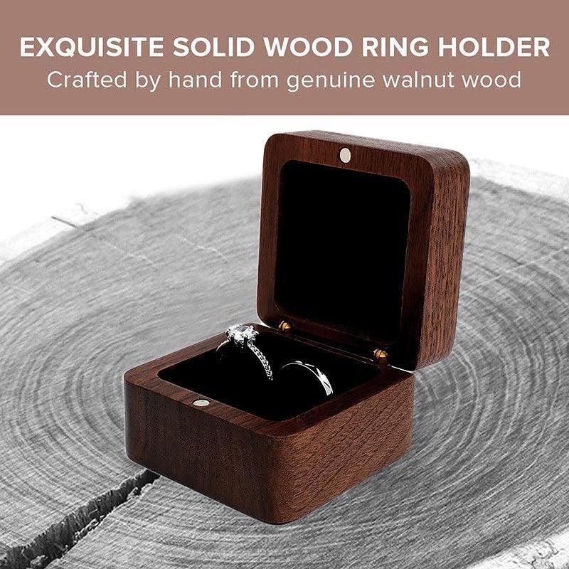 Walnut Wood Ring Box with Velvet Lining Case | StorageOZ