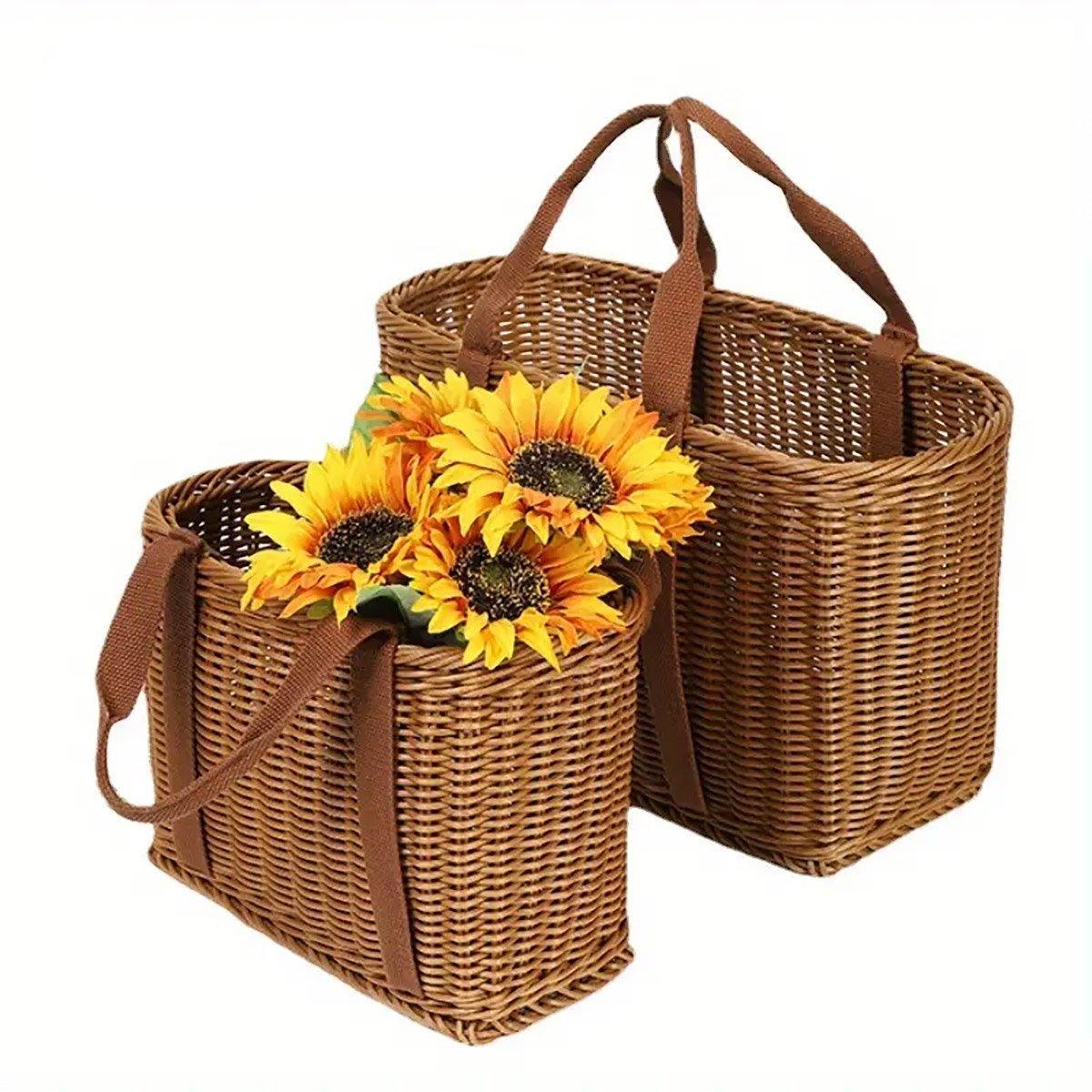 Rattan Style Woven Storage Basket Two Sizes | StorageOZ