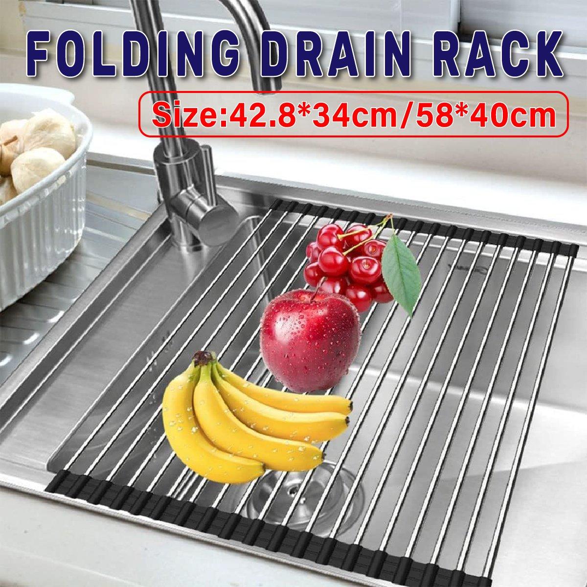 Foldable Stainless Steel Dish Drain Rack | StorageOZ