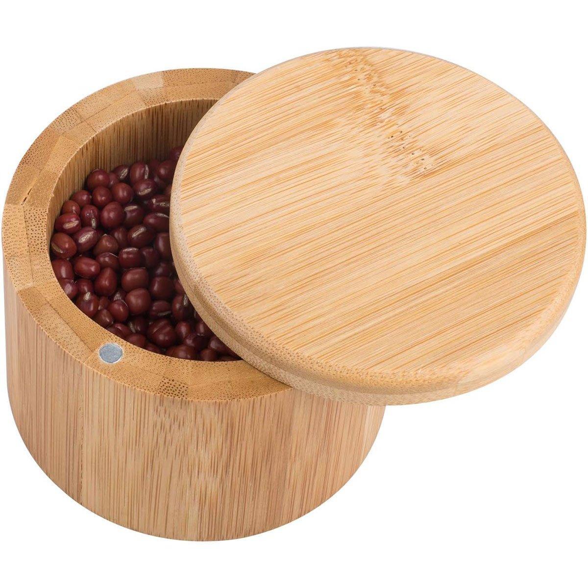 Bamboo Salt Box with Swivel Lid and Spoon | StorageOZ