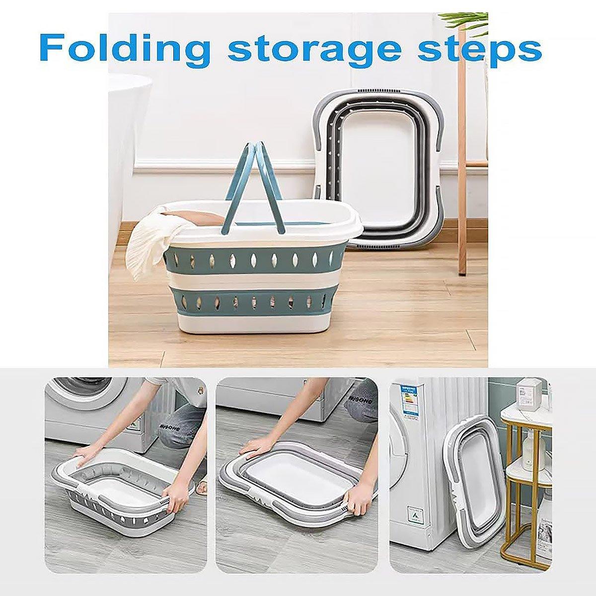 Folding Plastic Laundry Basket Two Colours | StorageOZ