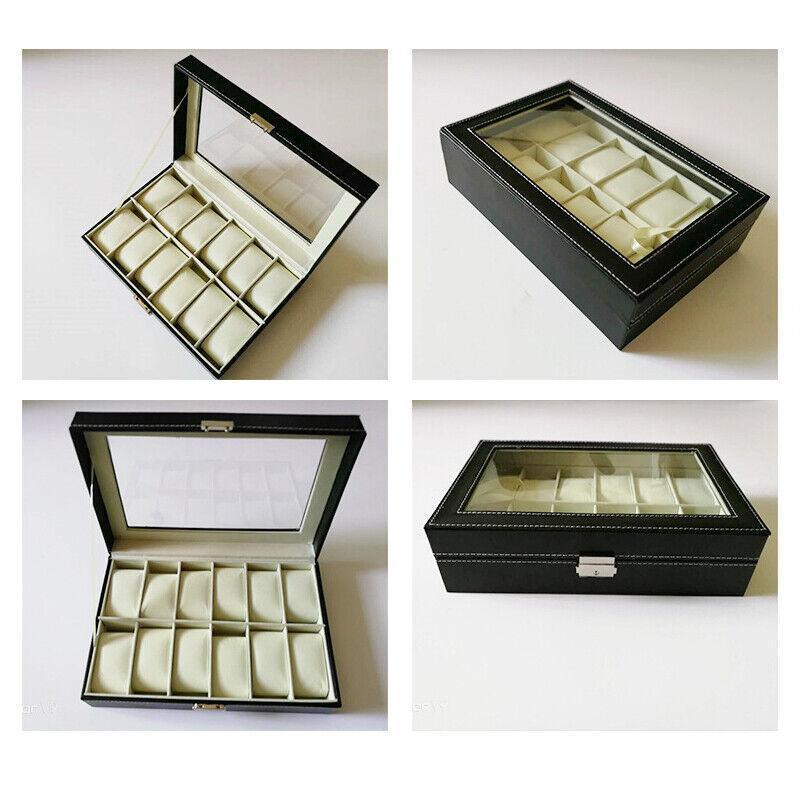 12 Grid Leather Watch Jewellery Display Box | StorageOZ