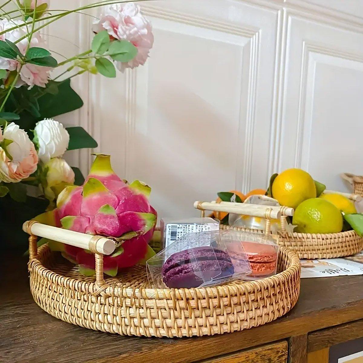 Rattan Serving Basket in Three Diameters | StorageOZ
