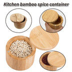 Bamboo Salt Box with Swivel Lid and Spoon | StorageOZ