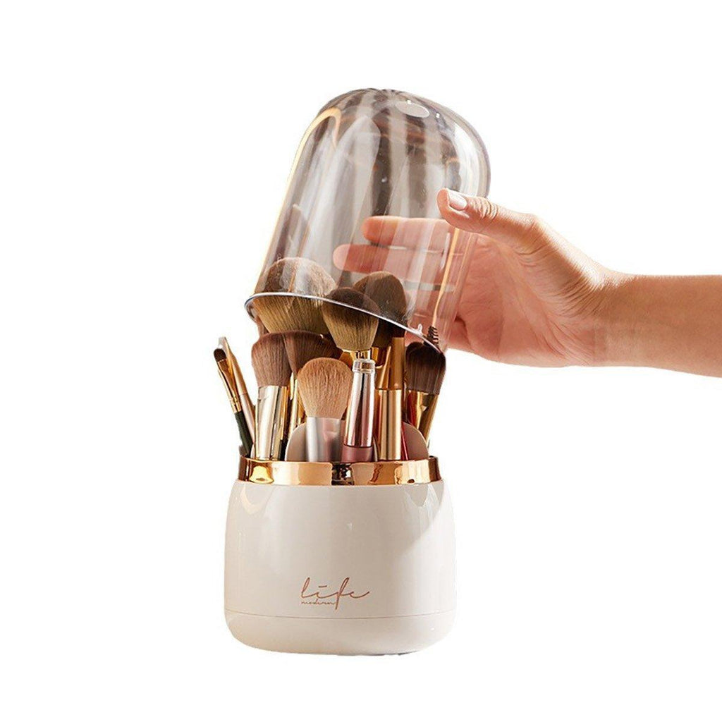 Makeup Brush Holder with a Clear Dome Lid | StorageOZ