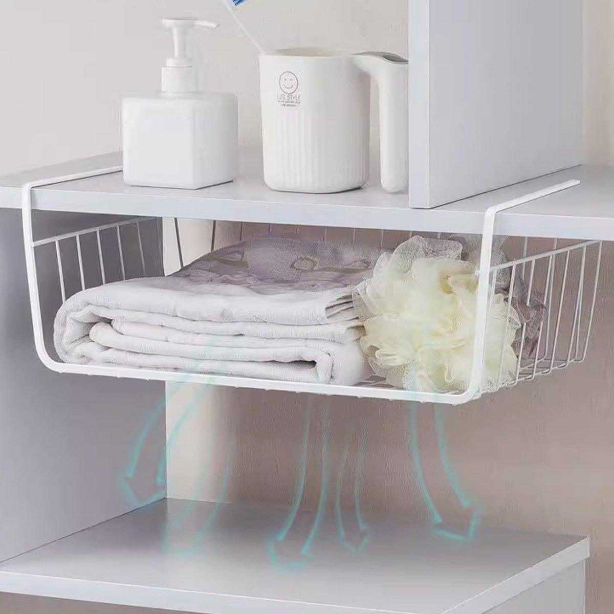 3 Pcs White Hanging Under Shelf Basket Set | StorageOZ