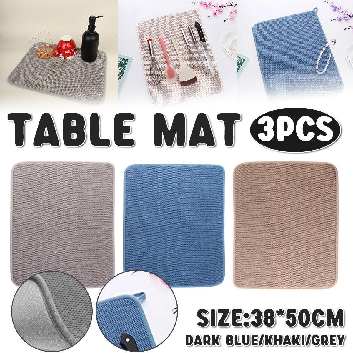 3 Pcs Microfiber Kitchen Dish Drying Mats | StorageOZ