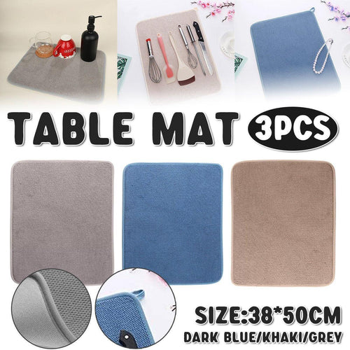 3 Pcs Microfiber Kitchen Dish Drying Mats | StorageOZ