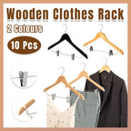 10 Pcs Wooden Clip Clothes Hangers Two Finishes | StorageOZ