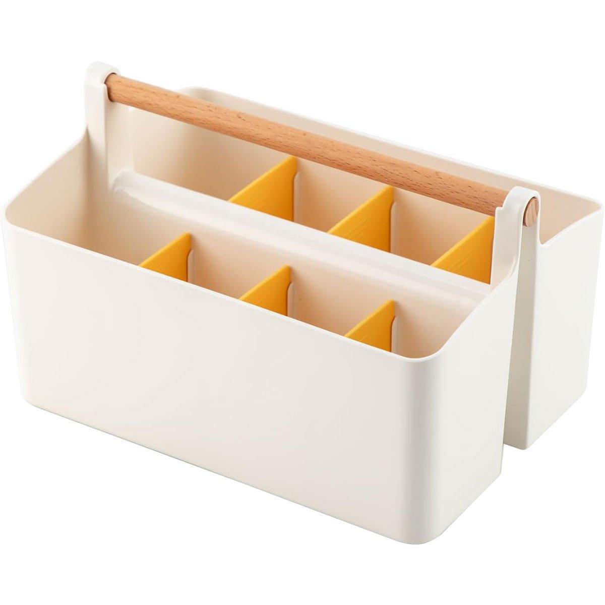 Desktop Storage Caddy with Wood Handle Dividers | StorageOZ