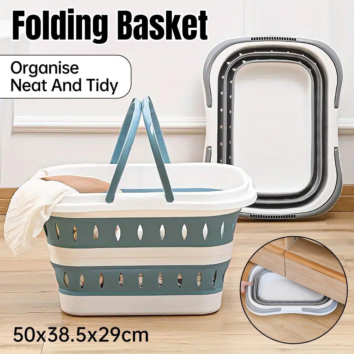 Folding Plastic Laundry Basket Two Colours | StorageOZ