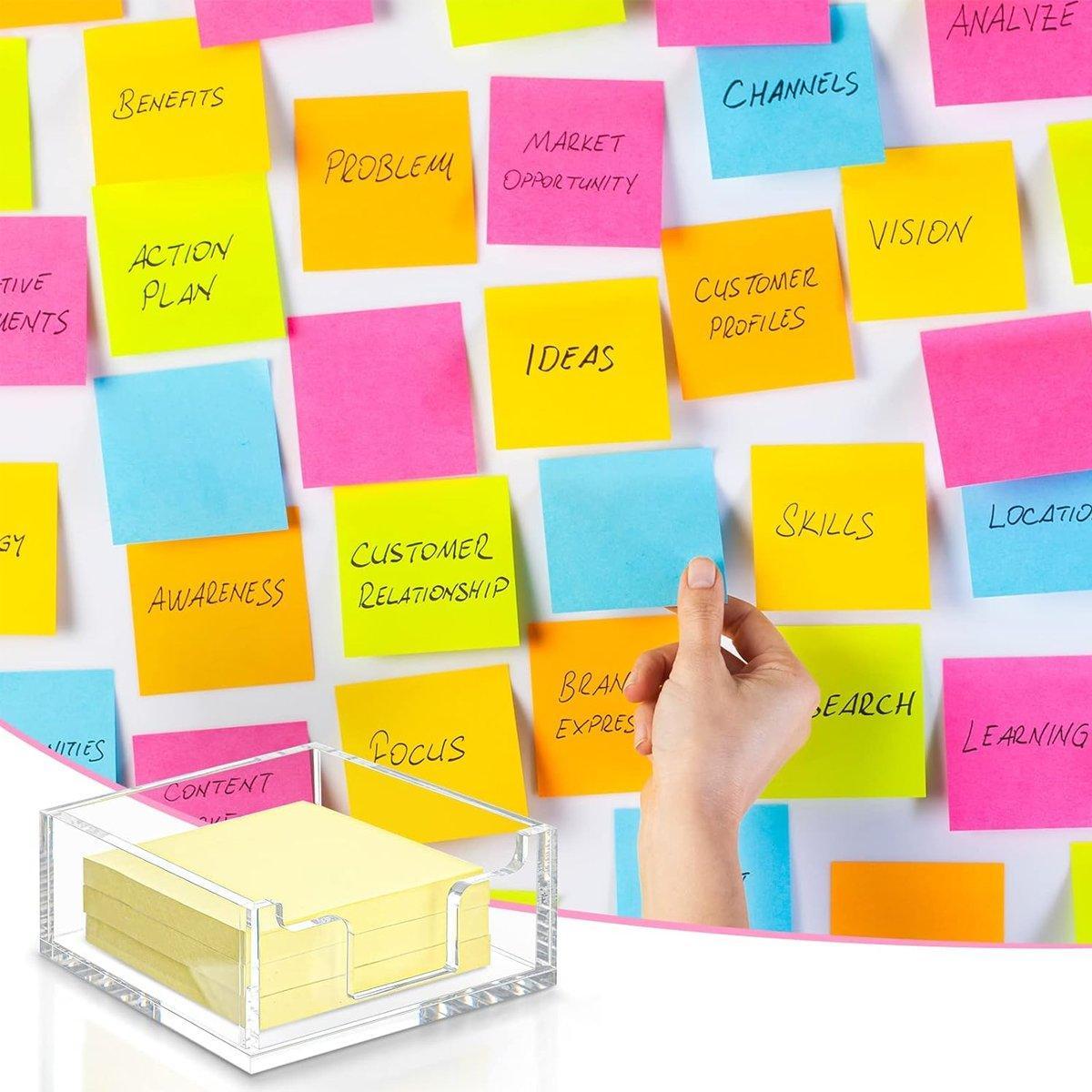 Clear Acrylic Sticky Note Holder Desk Box | StorageOZ