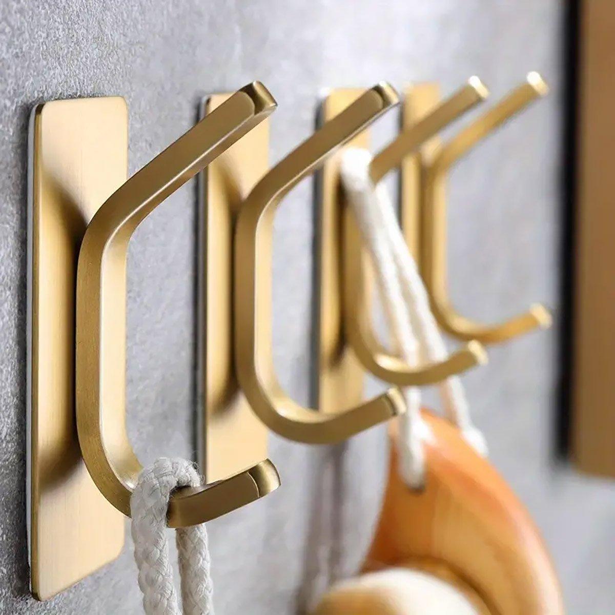Stainless Steel Adhesive Hooks Gold or Silver | StorageOZ