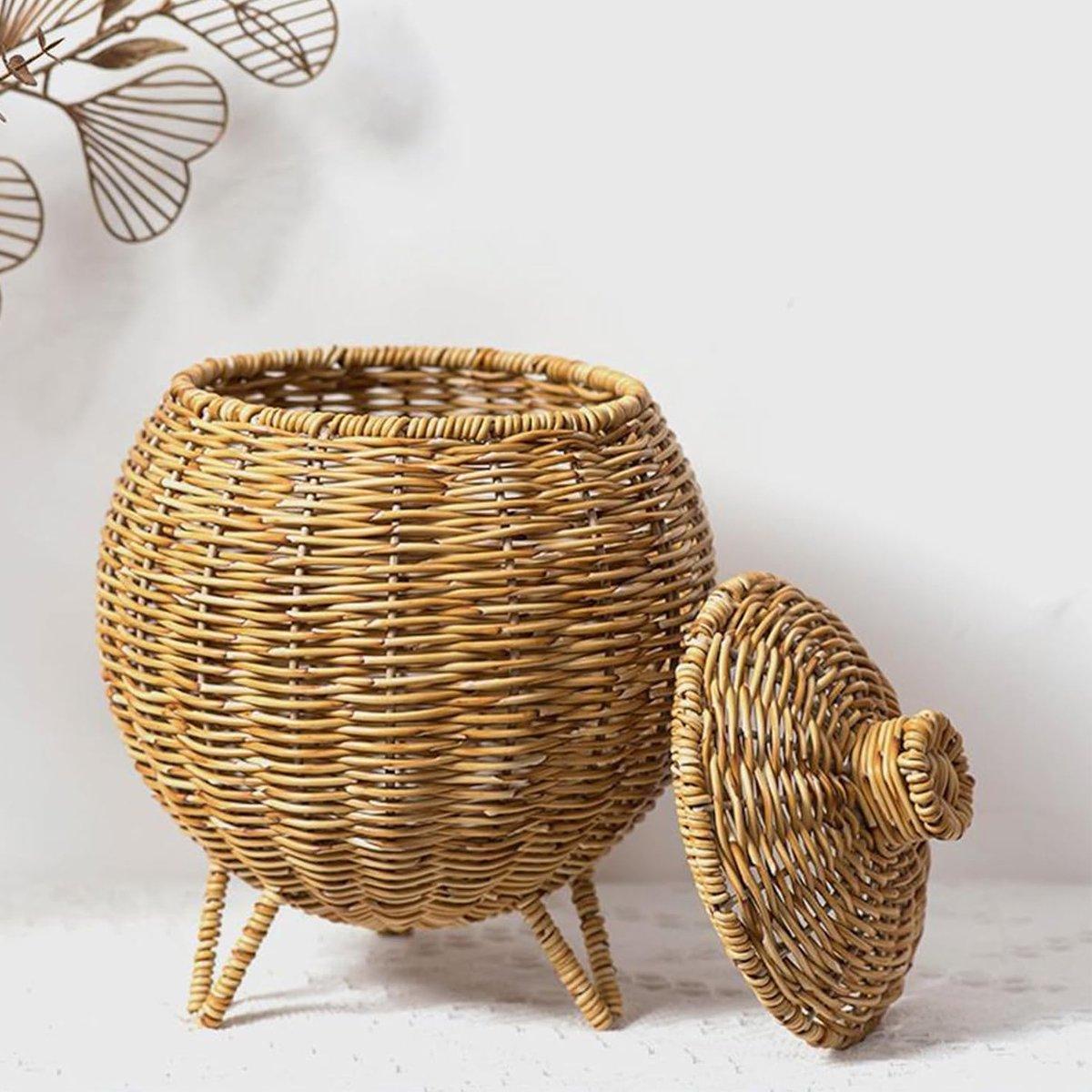 Lidded Rattan Style Basket With or Without Legs | StorageOZ
