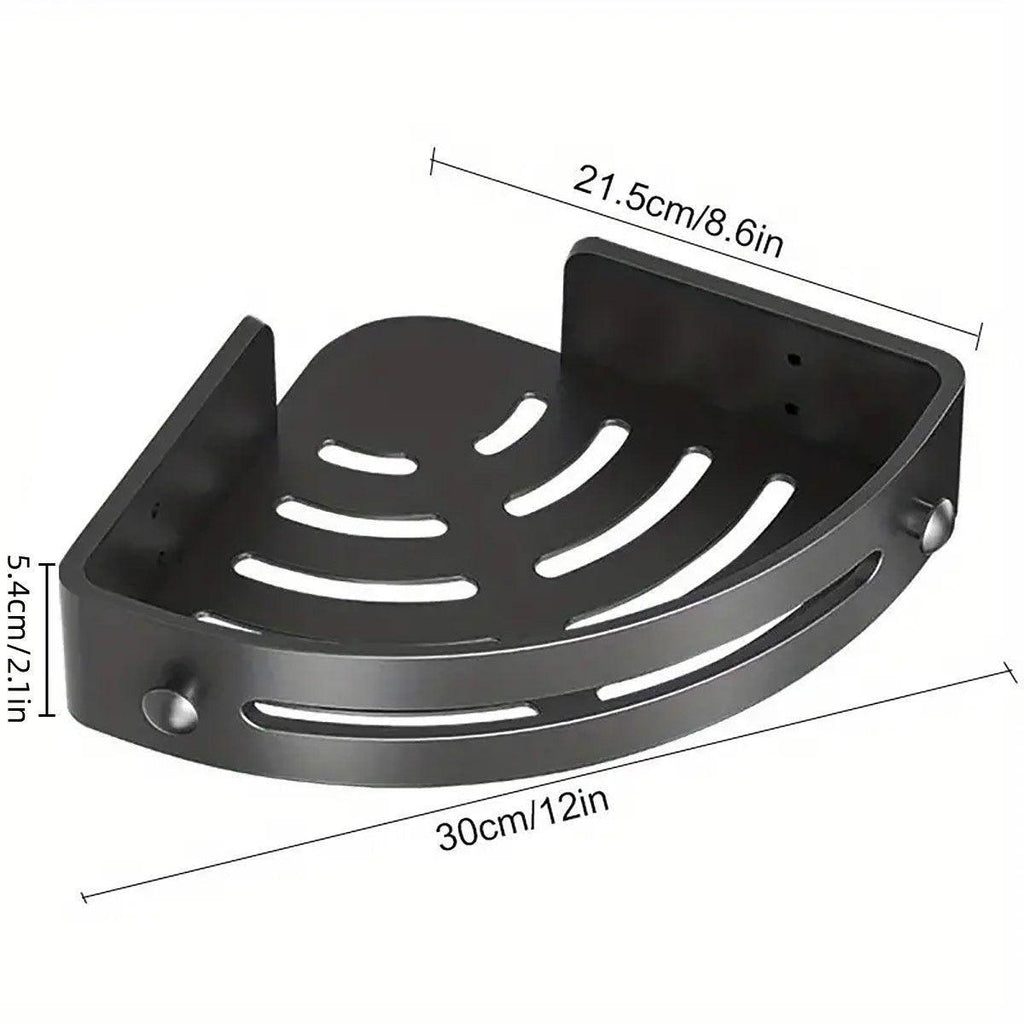 Black Corner Shower Caddy with Drain Slots | StorageOZ