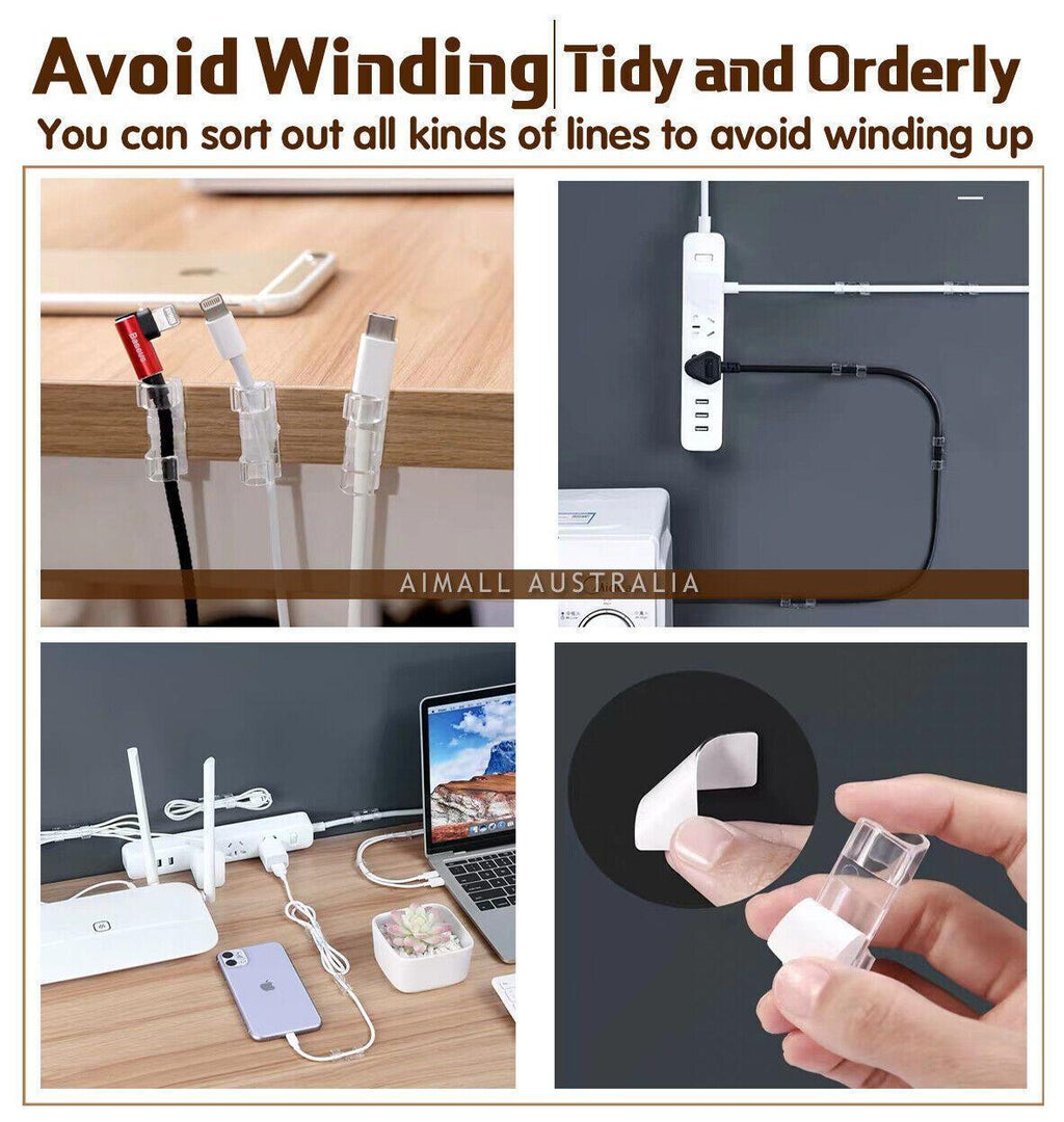 12 Pcs Cable Clips with Strong Adhesive Pad | StorageOZ