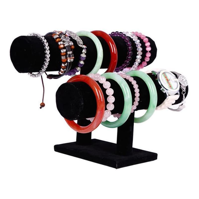 Two Tier Black Faux Leather Jewellery Stand | StorageOZ