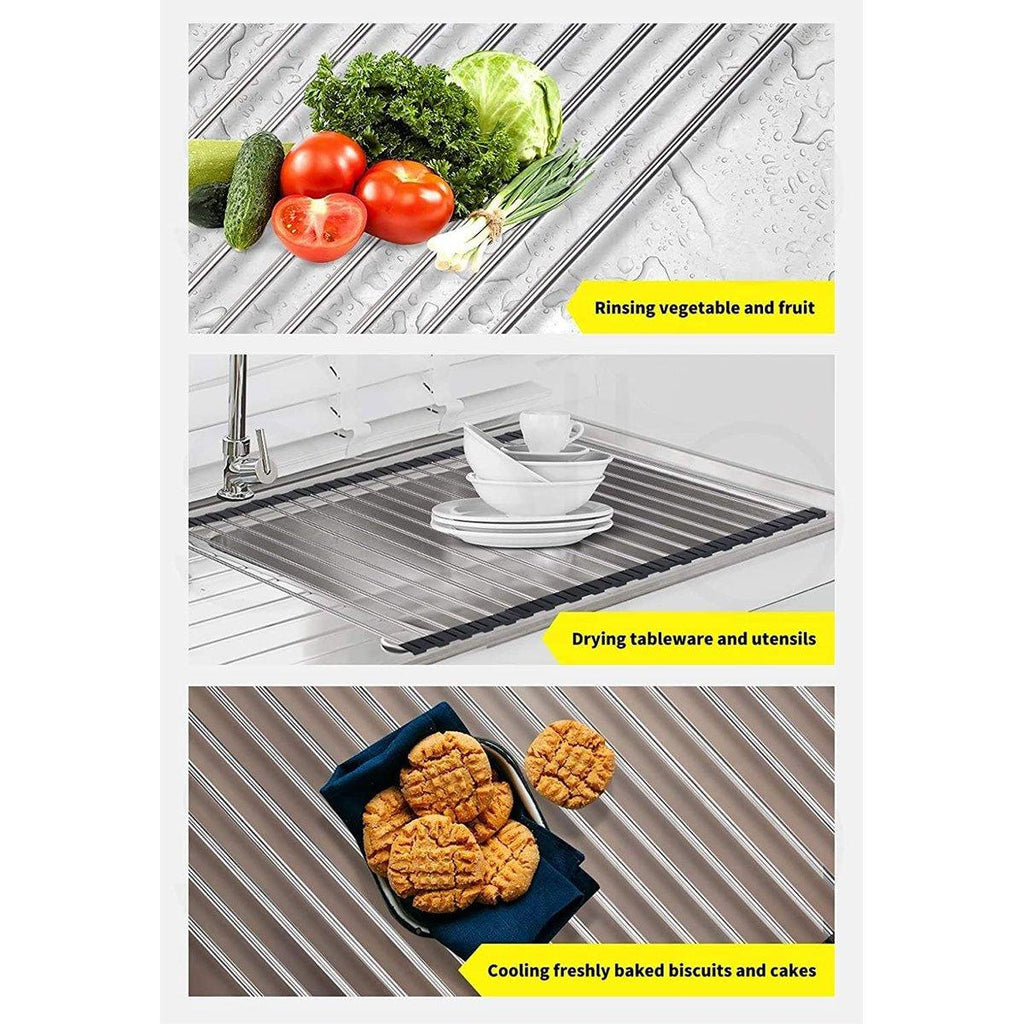 Foldable Stainless Steel Dish Drain Rack | StorageOZ