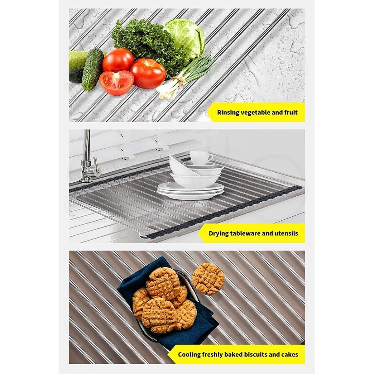 Foldable Stainless Steel Dish Drain Rack | StorageOZ