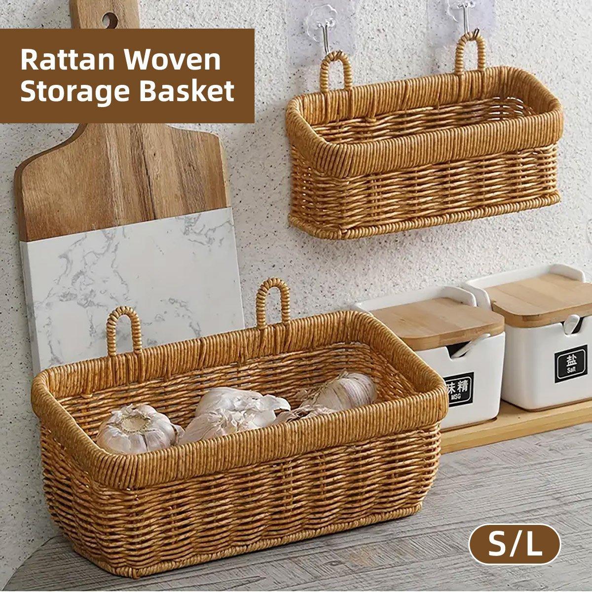 Wall Hanging Rattan Fruit Basket Two Sizes | StorageOZ