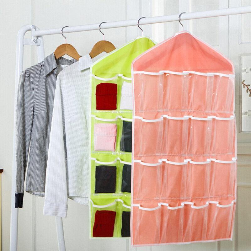 16 Pocket Clear Hanging Organiser Five Colours | StorageOZ