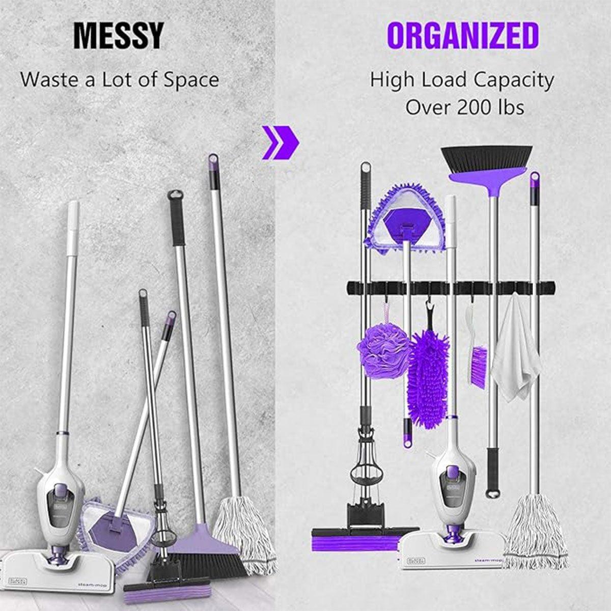 304 Steel Punch Free Mop Rack Two Colours | StorageOZ