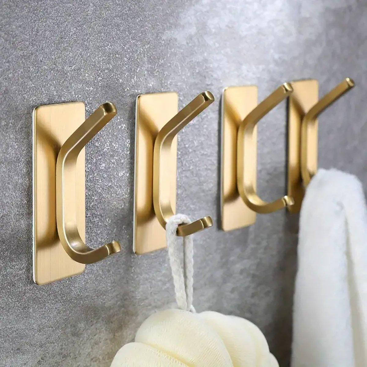 Stainless Steel Adhesive Hooks Gold or Silver | StorageOZ