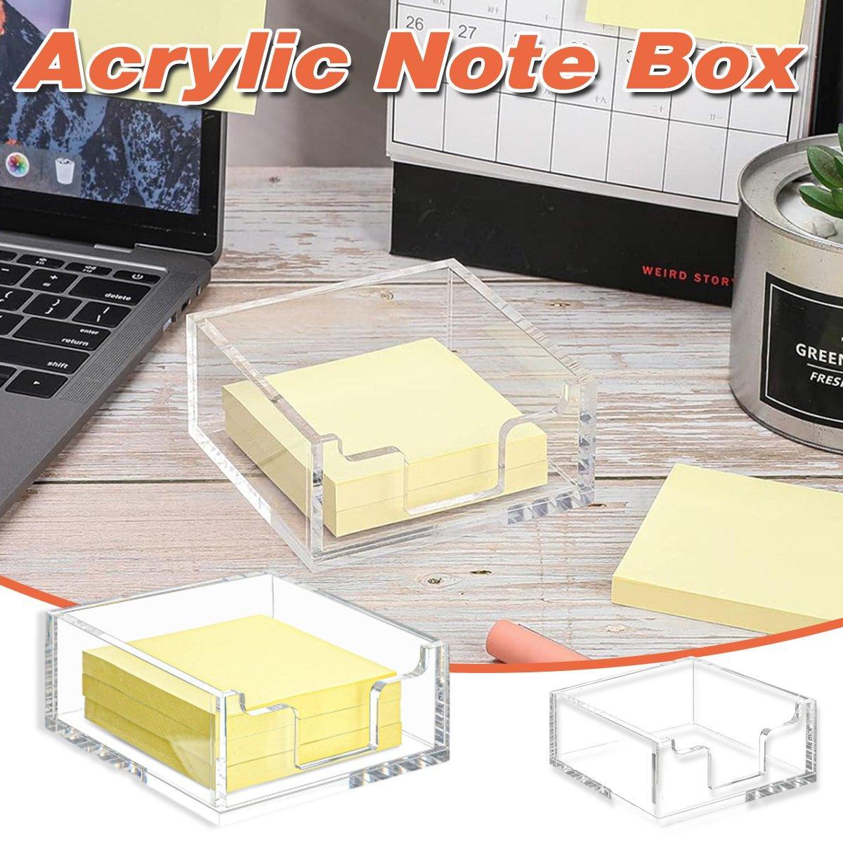 Clear Acrylic Sticky Note Holder Desk Box | StorageOZ