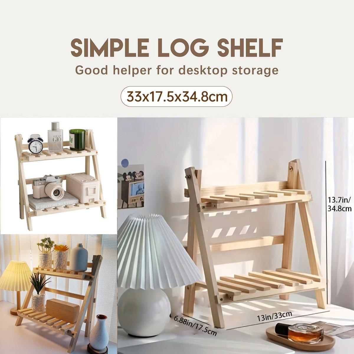 2 Tier Wooden Desktop Shelf with Slatted Trays | StorageOZ