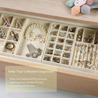 4 Pcs Beige Velvet Jewellery Tray Organiser Set | StorageOZ