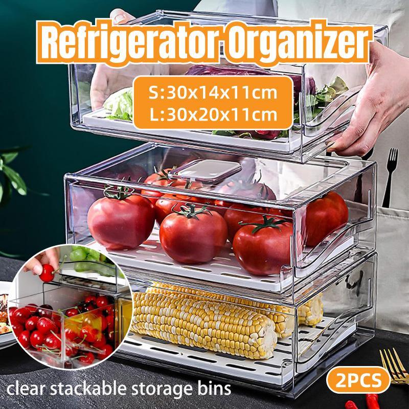 2 Pcs Fridge Drawer Boxes in Two Sizes Set | StorageOZ