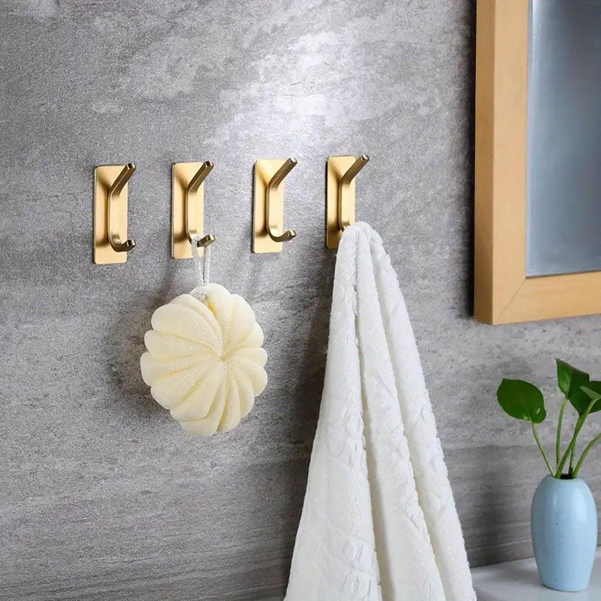 Stainless Steel Adhesive Hooks Gold or Silver | StorageOZ