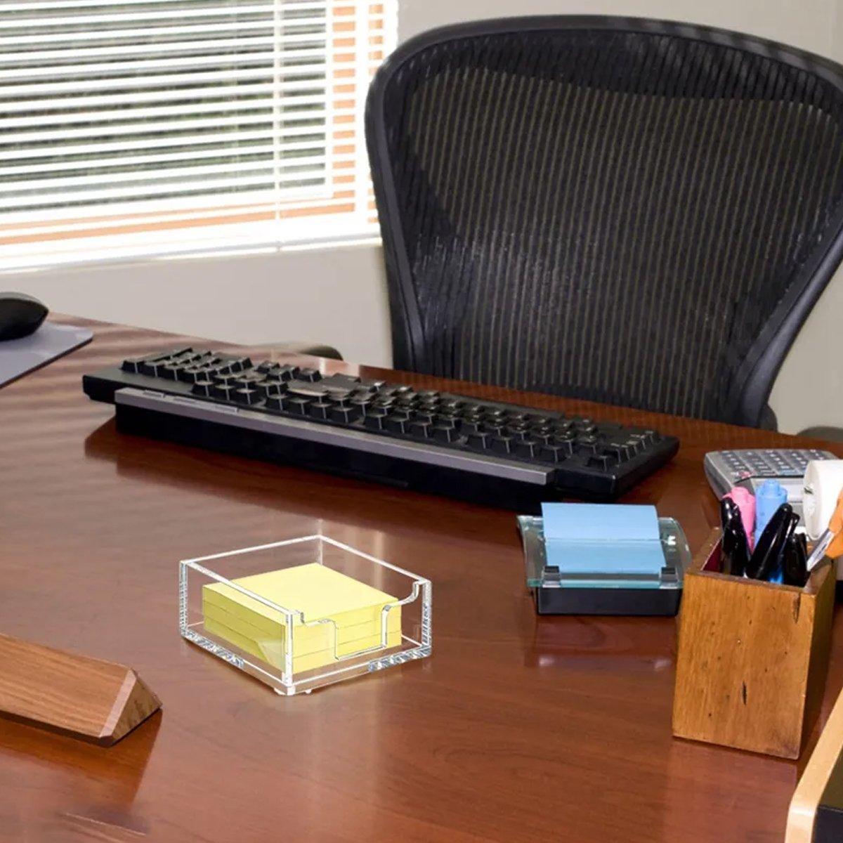 Clear Acrylic Sticky Note Holder Desk Box | StorageOZ