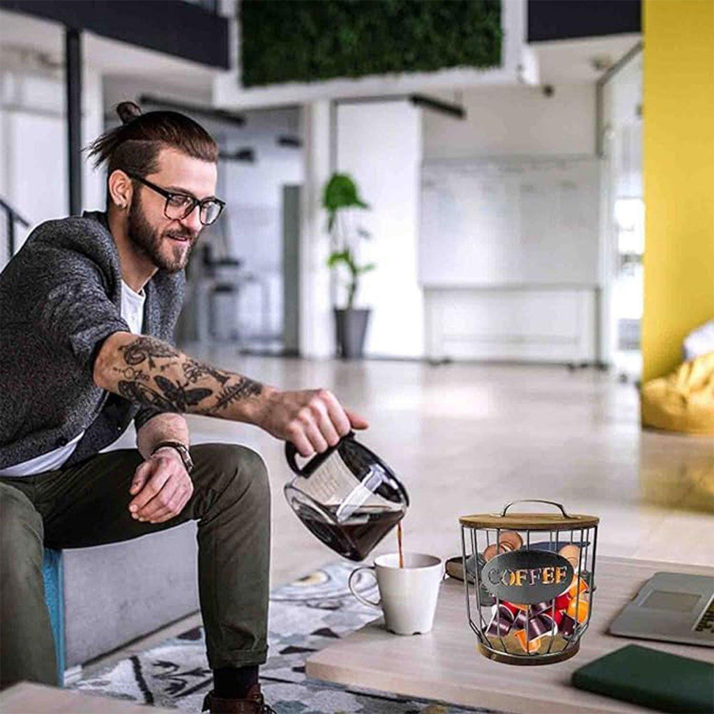 Iron Wood Coffee Capsule Basket Two Colours | StorageOZ