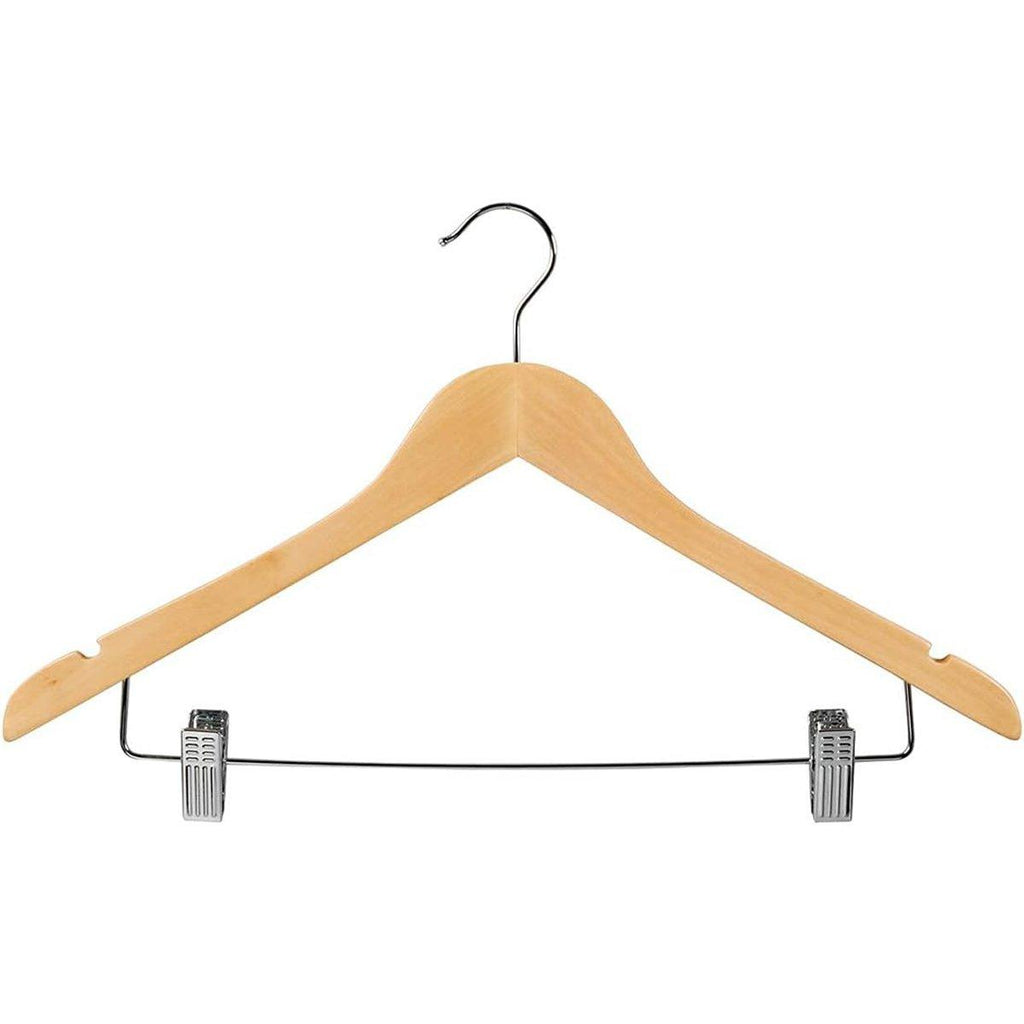 10 Pcs Wooden Clip Clothes Hangers Two Finishes | StorageOZ