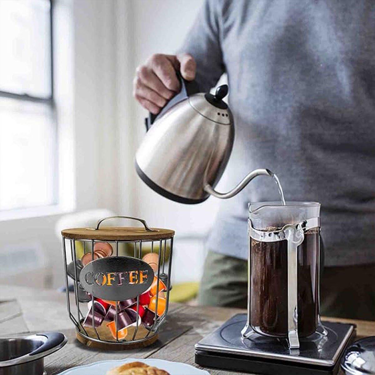 Iron Wood Coffee Capsule Basket Two Colours | StorageOZ