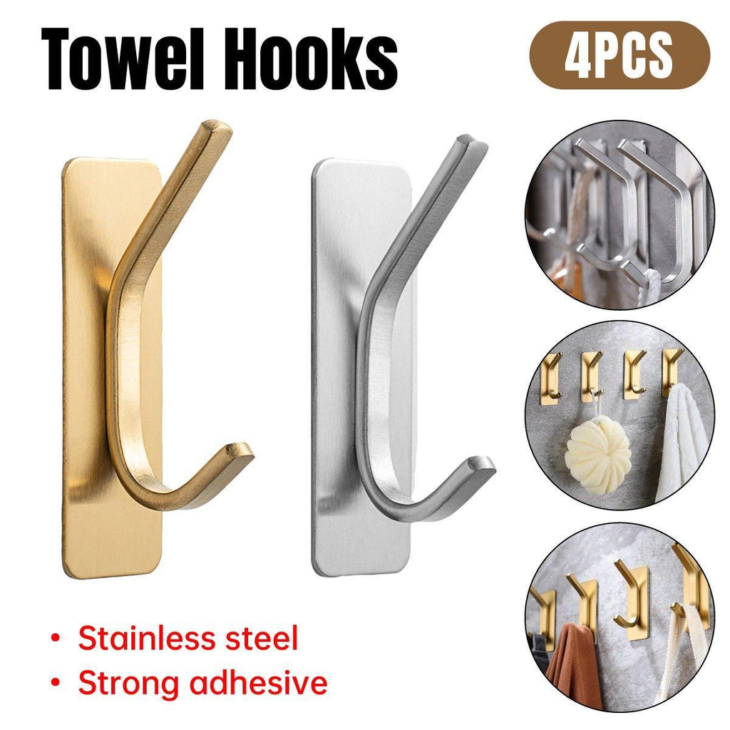 Stainless Steel Adhesive Hooks Gold or Silver | StorageOZ