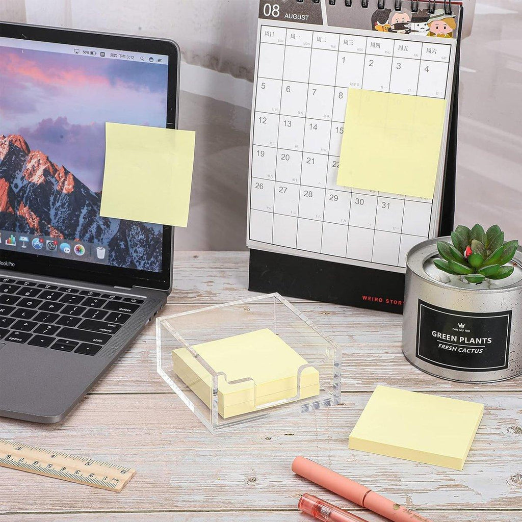 Clear Acrylic Sticky Note Holder Desk Box | StorageOZ