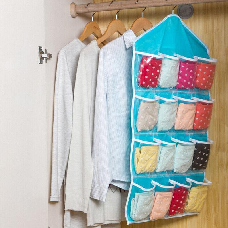 16 Pocket Clear Hanging Organiser Five Colours | StorageOZ