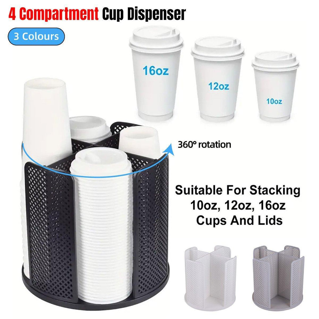 4 Compartment Rotating Cup Holder Three Colours | StorageOZ