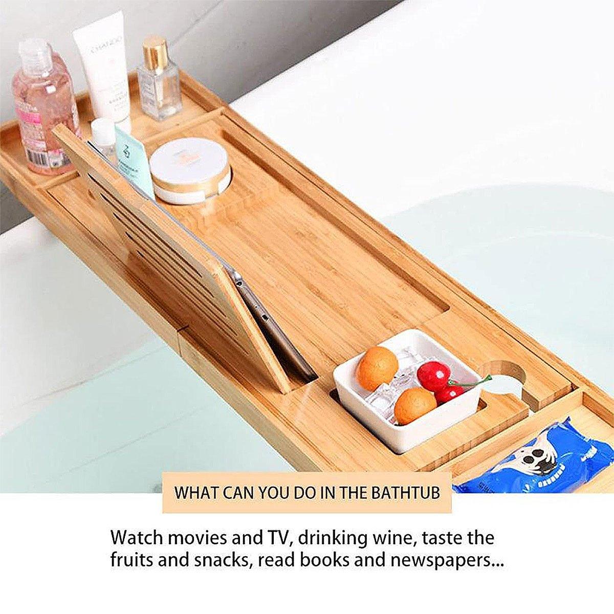 Bamboo Bathtub Tray Shelf for Bath Essentials | StorageOZ