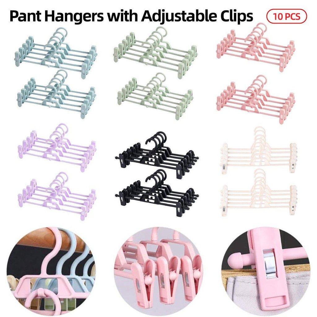 10 Pcs Clip Trouser Hangers in Six Colours | StorageOZ