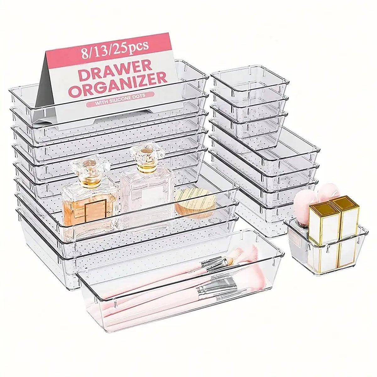 Clear Drawer Organiser Set in Three Packs | StorageOZ