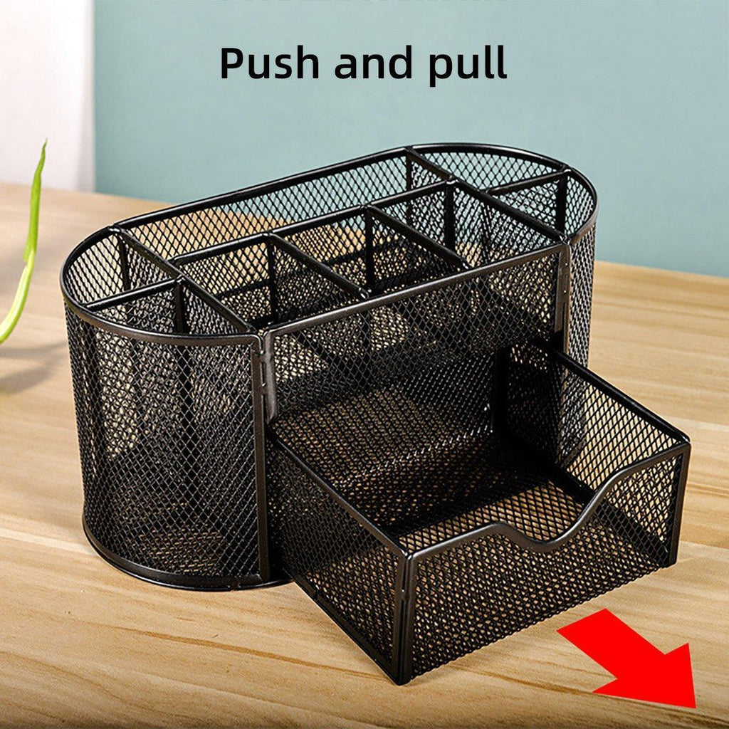 Metal Pen Holder Box with Drawer Three Colours | StorageOZ