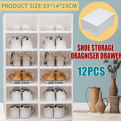 12 Pcs Shoe Box Storage Cases Organiser Set | StorageOZ