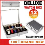 12 Grid Aluminium Carbon Fibre Watch Box | StorageOZ