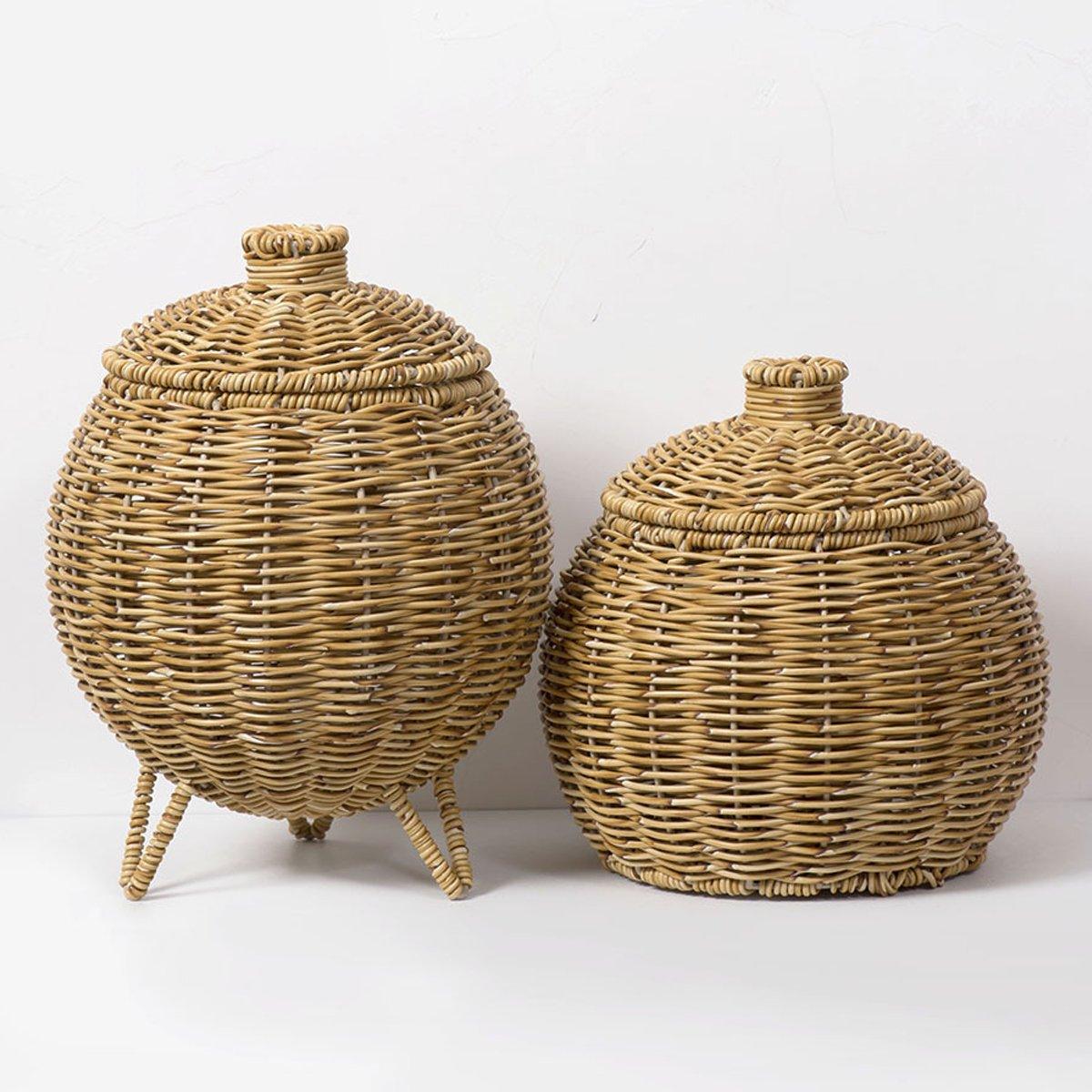 Lidded Rattan Style Basket With or Without Legs | StorageOZ