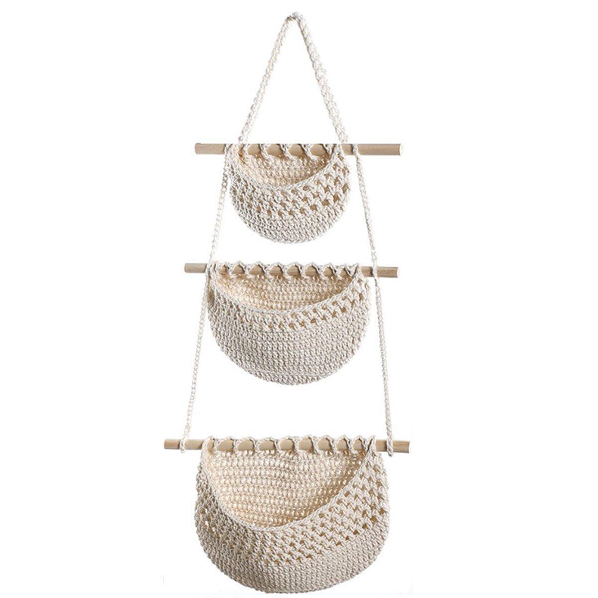 3 Layer Cotton Rope Wall Basket Two Colours | StorageOZ
