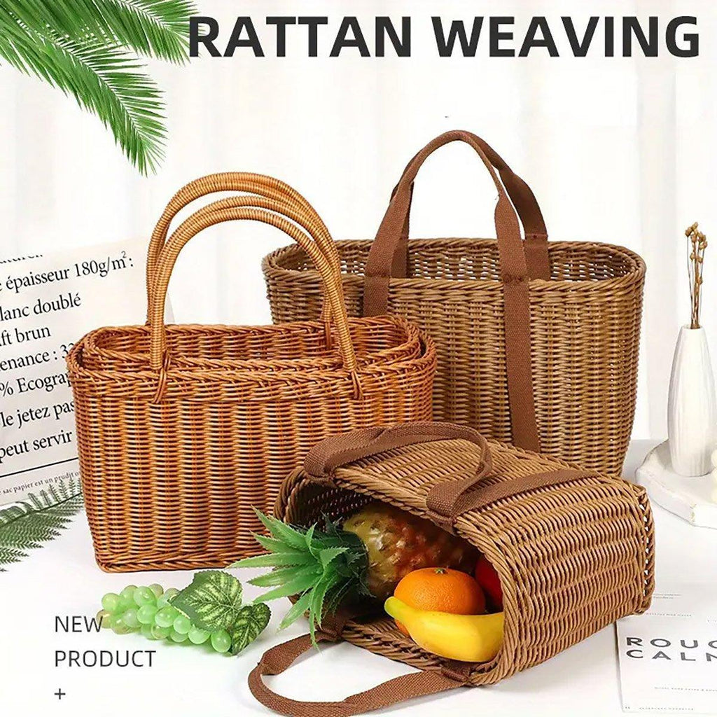 Rattan Style Woven Storage Basket Two Sizes | StorageOZ