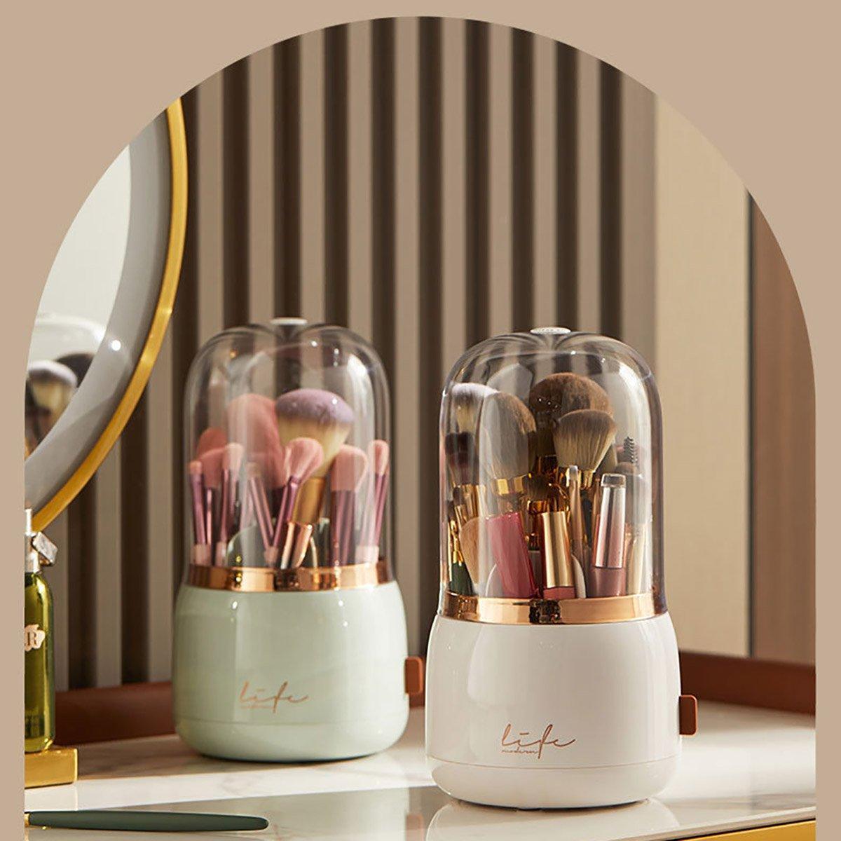 Makeup Brush Holder with a Clear Dome Lid | StorageOZ